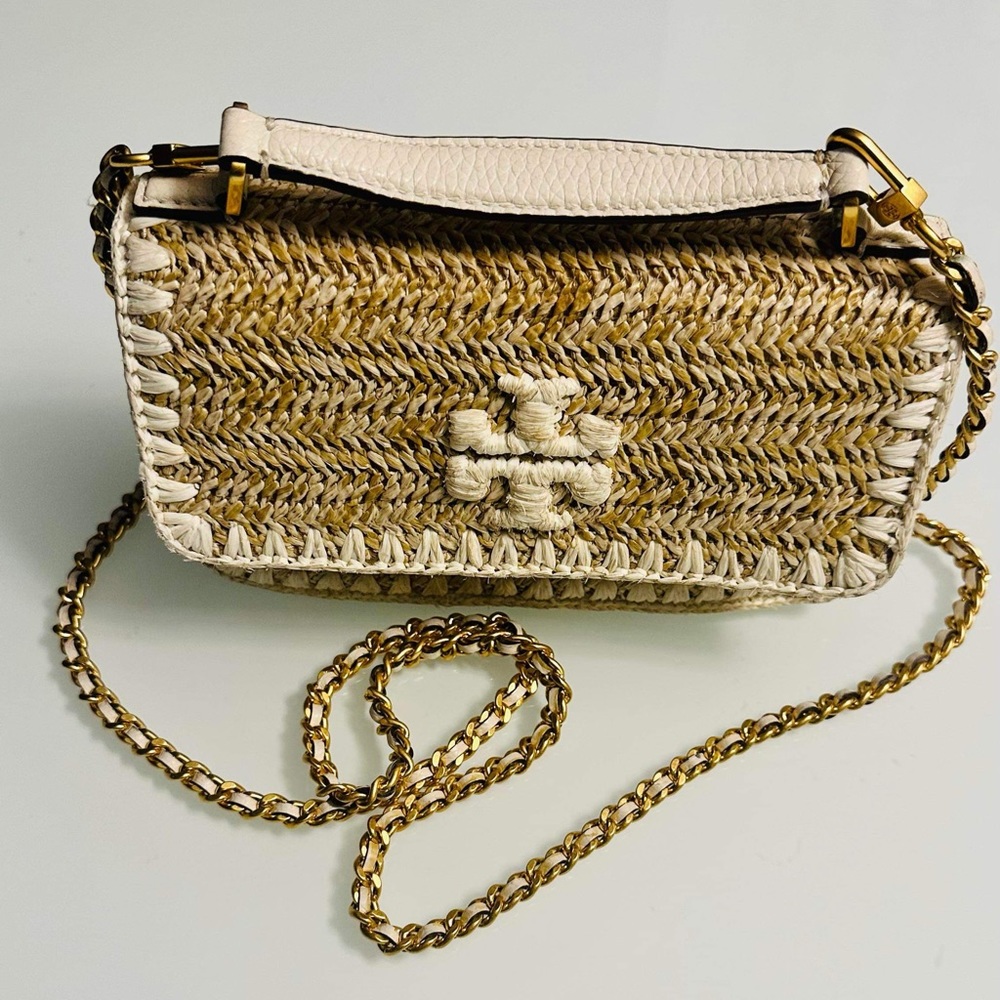 Tory Burch Mini Straw Britten Top Handle Bag